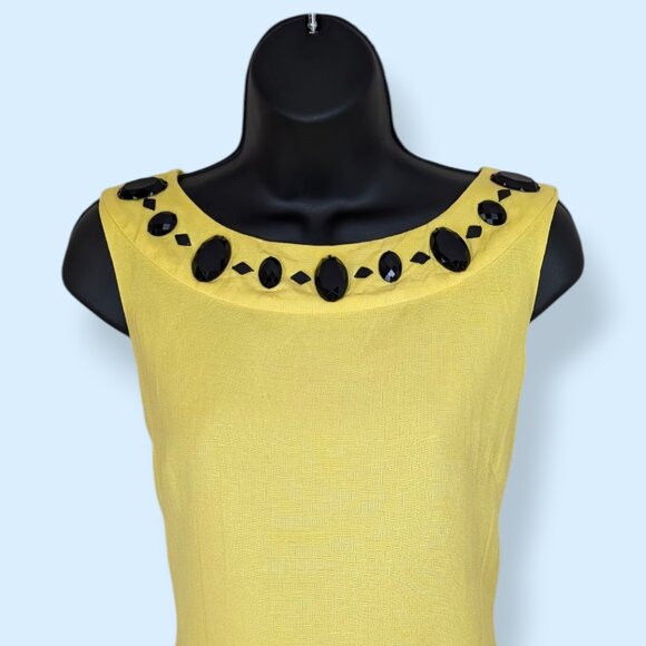 Oscar de la Renta Yellow Linen Shift Dress - Picture 2 of 10